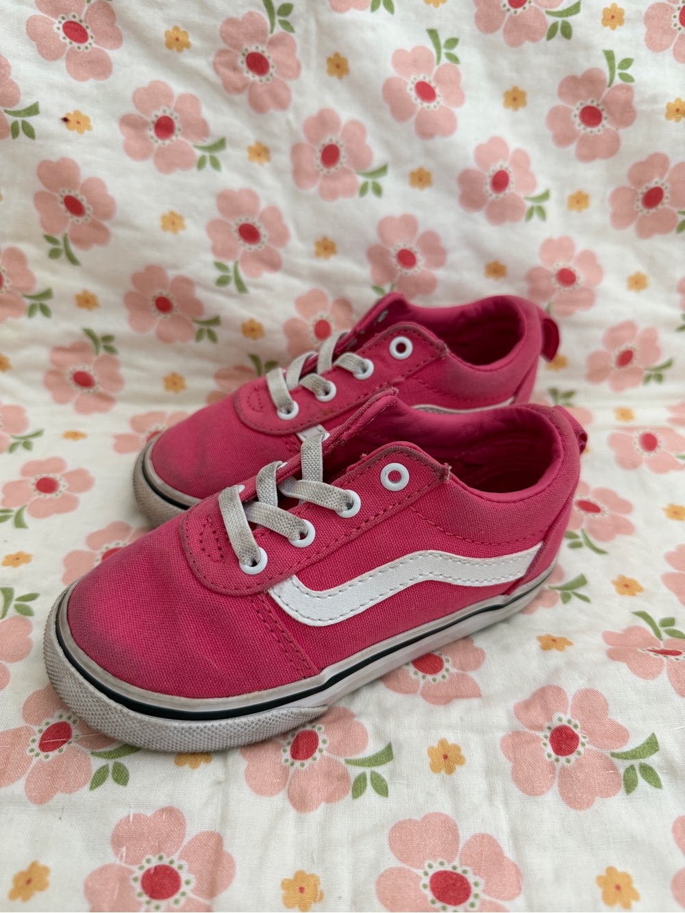 Vans Kids Pink Canvas Sneakers with White Stripe